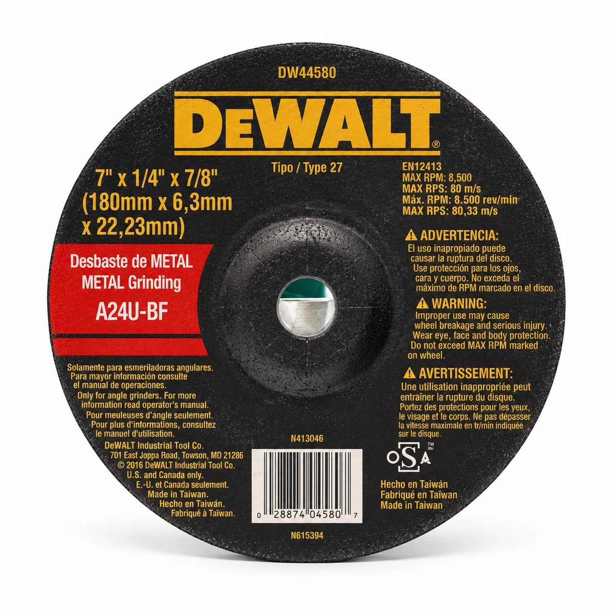 DW DISCO DE PULIR P/ METAL 7X1/4X7/8 CD
