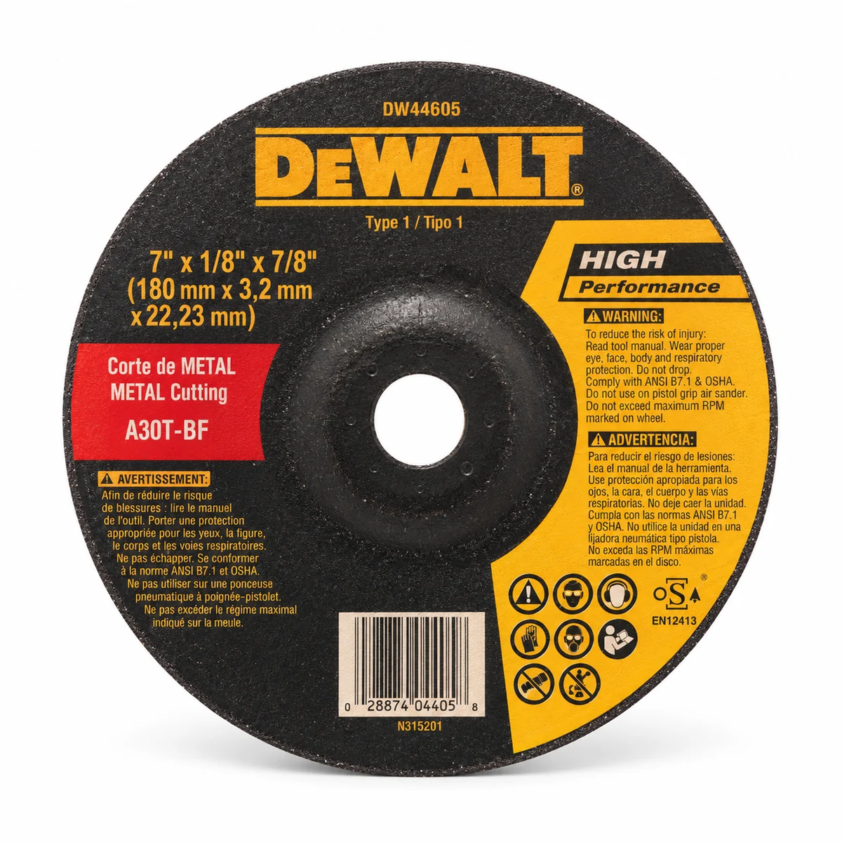DW DISCO DE CORTE P/ METAL 7X1/8X7/8 CD