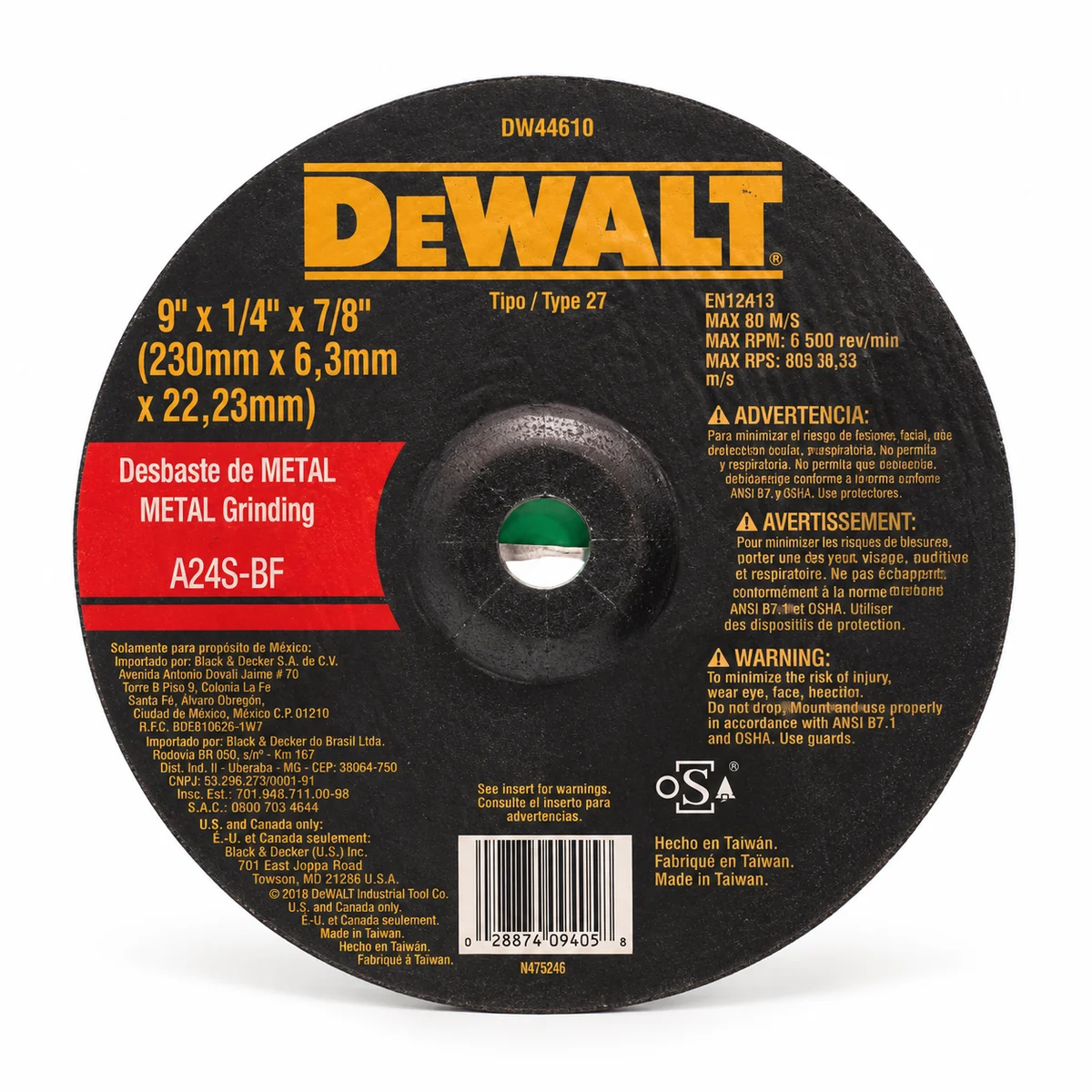 DW DISCO DE PULIR P/ METAL 9X1/4X7/8 CD