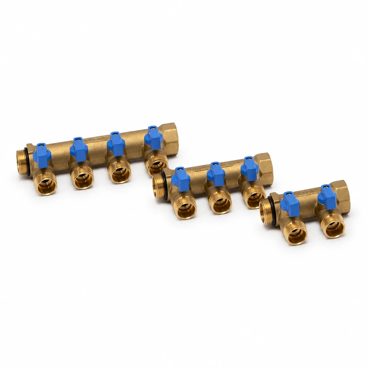 Colector PEX con válvulas azules
